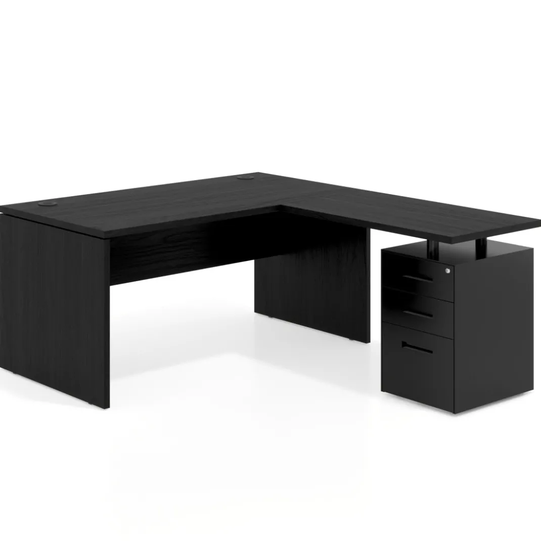 Mesa de Oficina con cajones Work Plus fondo 80, frontales de metal diseño monocolor