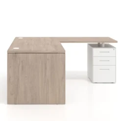 Mesa de Oficina con cajones Work Plus fondo 80, frontales de metal diseño monocolor