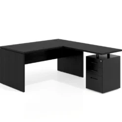 Mesa de Oficina con cajones Work Plus fondo 80, frontales de metal diseño monocolor
