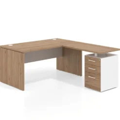 Mesa de Oficina con cajones Work Plus fondo 80, frontales melamina estructura naturale