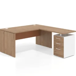Mesa de Oficina con cajones Work Plus fondo 80, frontales melamina estructura naturale