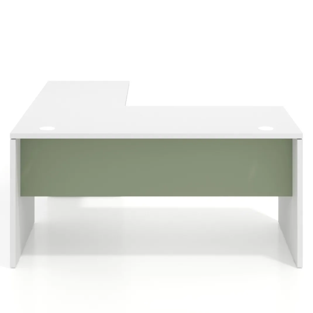 Mesa de Oficina con cajones Work Plus, ala corta, fondo 80, frontales melamina estructura blanco mate