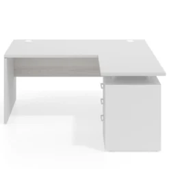 Mesa de Oficina con cajones Work Plus fondo 80, frontales de metal estructura blanco mate