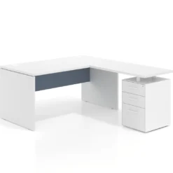 Mesa de Oficina con cajones Work Plus fondo 80, frontales melamina estructura blanco mate