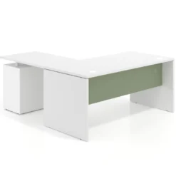 Mesa de Oficina con cajones Work Plus, ala corta, fondo 80, frontales melamina estructura blanco mate