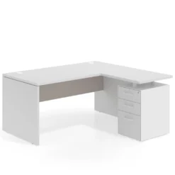 Mesa de Oficina con cajones Work Plus fondo 80, frontales melamina estructura blanco mate