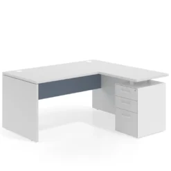 Mesa de Oficina con cajones Work Plus, ala corta, fondo 80, frontales melamina estructura blanco mate