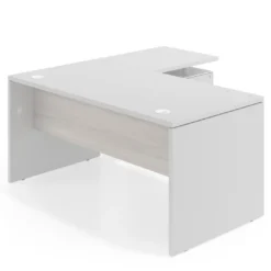 Mesa de Oficina con cajones Work Plus fondo 80, frontales melamina estructura blanco mate
