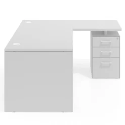 Mesa de Oficina con cajones Work Plus fondo 80, frontales melamina estructura blanco mate
