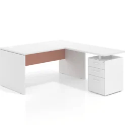 Mesa de Oficina con cajones Work Plus fondo 80, frontales melamina estructura blanco mate
