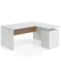 Mesa de Oficina con cajones Work Plus, ala corta, fondo 80, frontales melamina diseño rayado