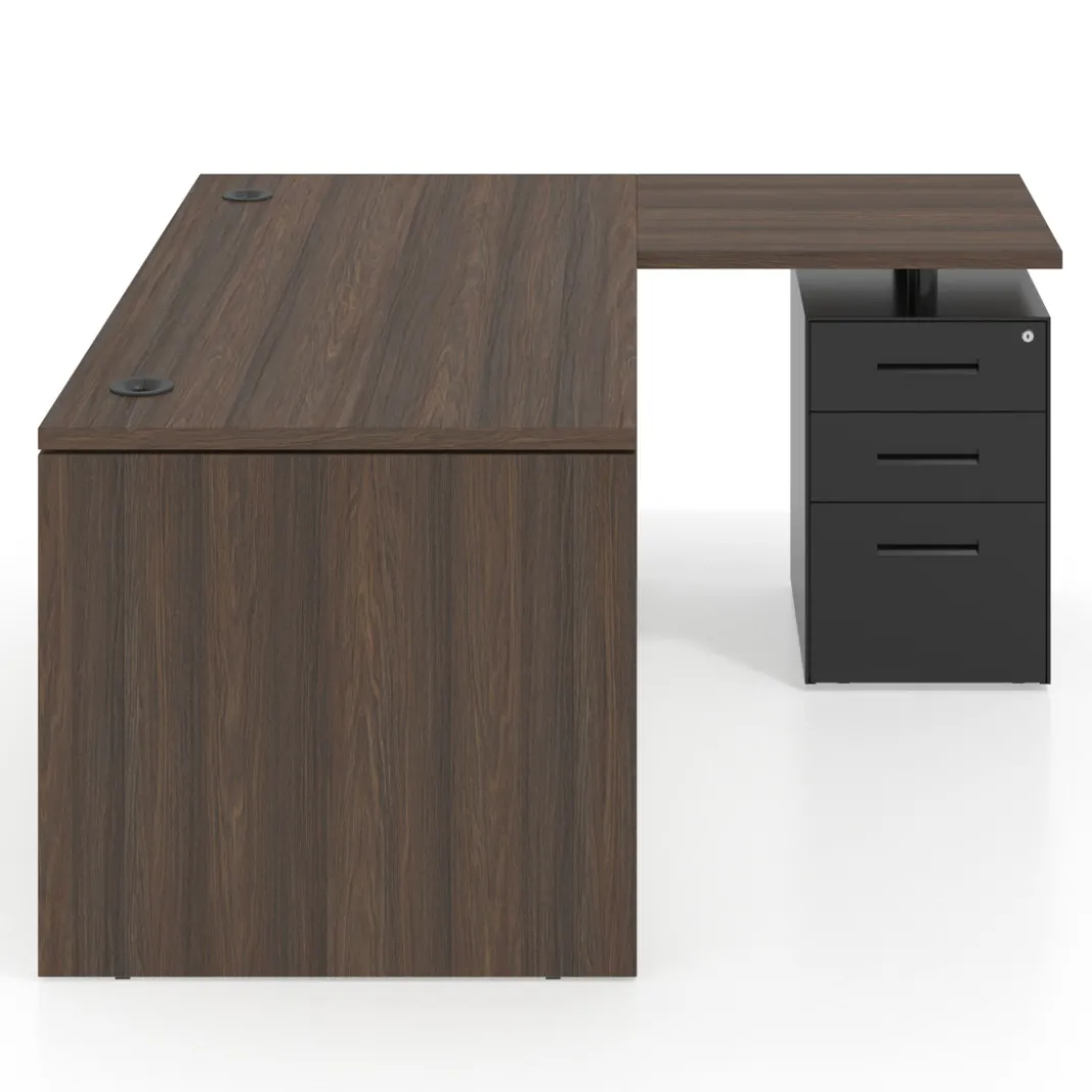 Mesa de Oficina con cajones Work Plus fondo 80, ala corta, frontales de metal estructura mistral
