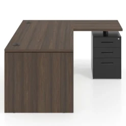 Mesa de Oficina con cajones Work Plus fondo 80, ala corta, frontales de metal estructura mistral