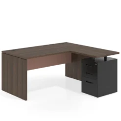 Mesa de Oficina con cajones Work Plus fondo 80, ala corta, frontales de metal estructura mistral