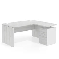 Mesa de Oficina con cajones Work Plus, ala corta, fondo 80, frontales melamina diseño monocolor