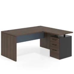 Mesa de Oficina con cajones Work Plus, ala corta, fondo 80, frontales melamina estructura mistral