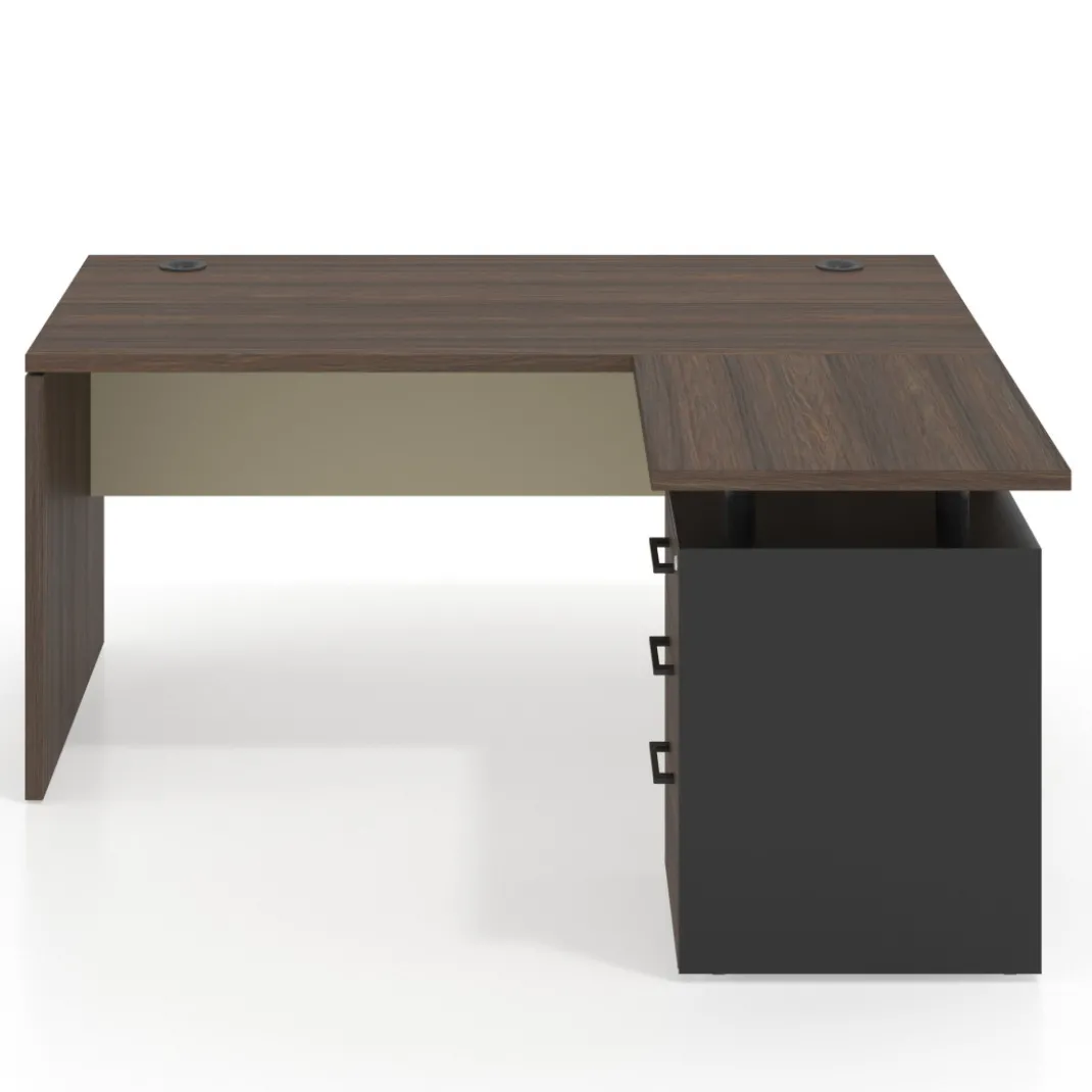 Mesa de Oficina con cajones Work Plus, ala corta, fondo 80, frontales melamina estructura mistral