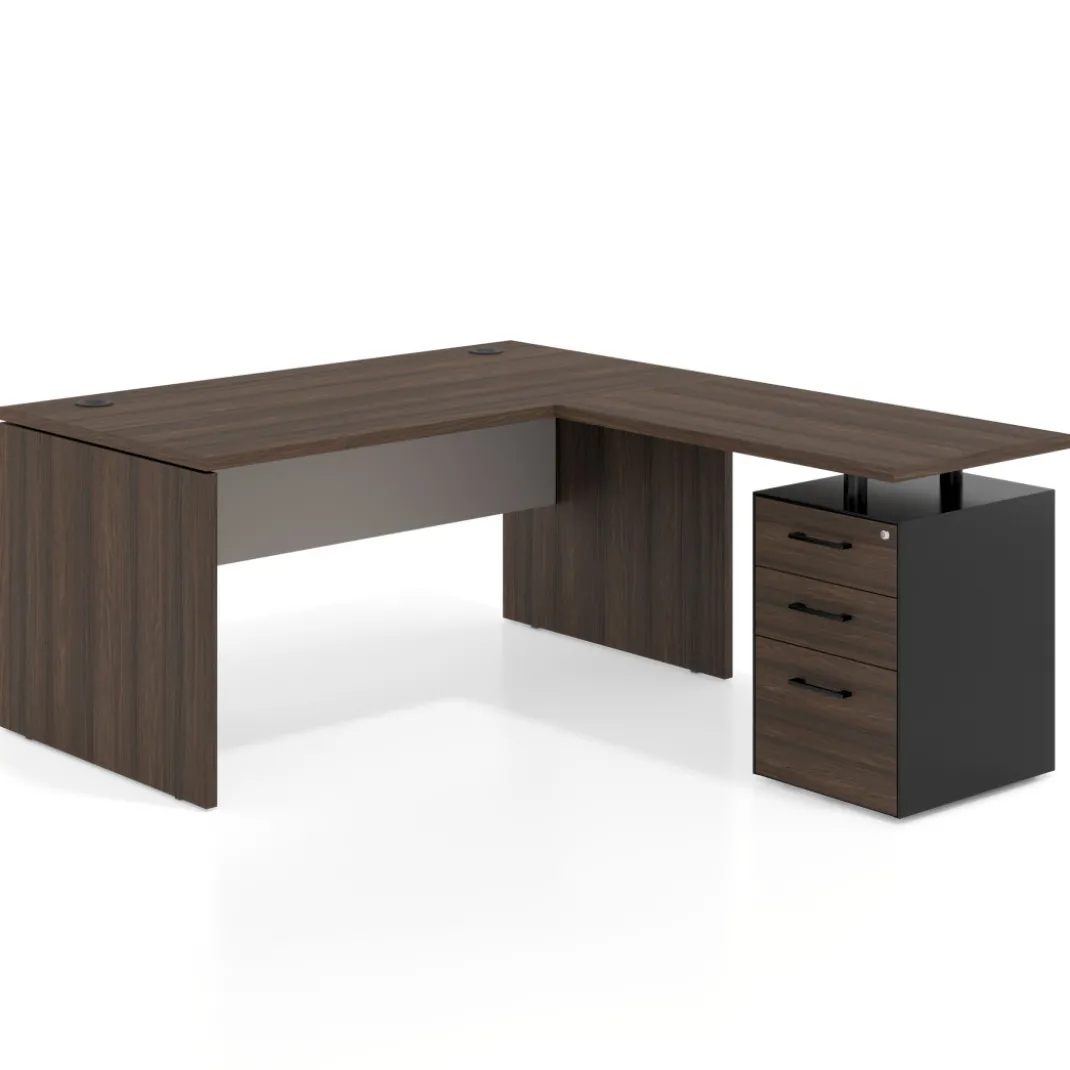 Mesa de Oficina con cajones Work Plus fondo 80, frontales melamina estructura mistral