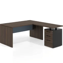 Mesa de Oficina con cajones Work Plus fondo 80, frontales melamina estructura mistral