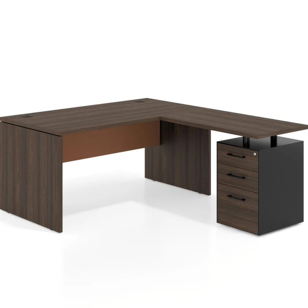 Mesa de Oficina con cajones Work Plus fondo 80, frontales melamina estructura mistral