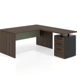 Mesa de Oficina con cajones Work Plus fondo 80, frontales melamina estructura mistral