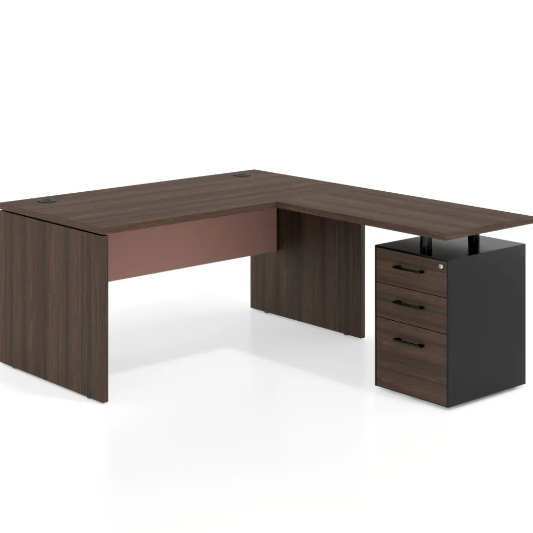 Mesa de Oficina con cajones Work Plus fondo 80, frontales melamina estructura mistral