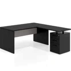 Mesa de Oficina con cajones Work Plus fondo 80, frontales melamina estructura bocamina