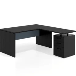 Mesa de Oficina con cajones Work Plus fondo 80, frontales melamina estructura bocamina