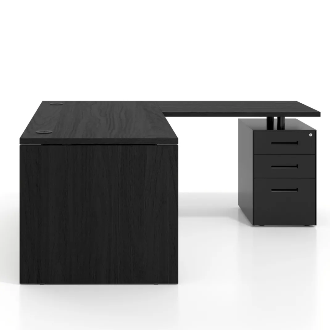 Mesa de Oficina con cajones Work Plus fondo 80, frontales de metal estructura bocamina