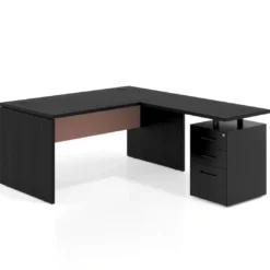 Mesa de Oficina con cajones Work Plus fondo 80, frontales de metal estructura bocamina