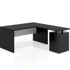 Mesa de Oficina con cajones Work Plus fondo 80, frontales de metal estructura bocamina