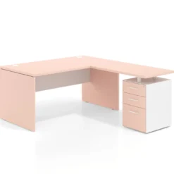 Mesa de Oficina con cajones Work Plus fondo 80, frontales melamina diseño bicolor