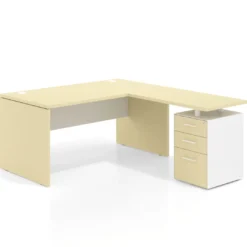 Mesa de Oficina con cajones Work Plus, ala corta, fondo 80, frontales melamina estructura bocamina