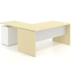 Mesa de Oficina con cajones Work Plus, ala corta, fondo 80, frontales melamina estructura bocamina