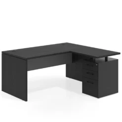 Mesa de Oficina con cajones Work Plus, ala corta, fondo 80, frontales melamina estructura bocamina