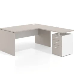 Mesa de Oficina con cajones Work Plus fondo 80, frontales melamina diseño bicolor