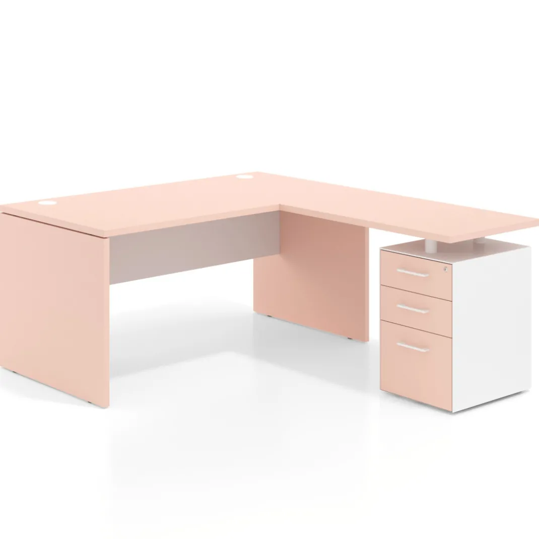 Mesa de Oficina con cajones Work Plus fondo 80, frontales melamina diseño bicolor