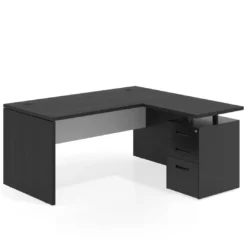 Mesa de Oficina con cajones Work Plus fondo 80, ala corta, frontales de metal estructura bocamina