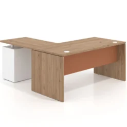 Mesa de Oficina con cajones Work Plus fondo 80, frontales de metal estructura naturale