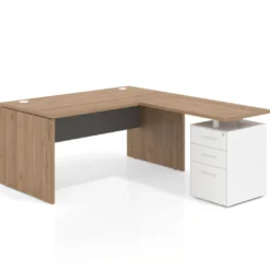 Mesa de Oficina con cajones Work Plus fondo 80, frontales de metal estructura naturale