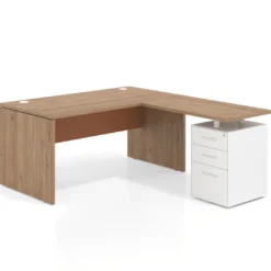 Mesa de Oficina con cajones Work Plus fondo 80, frontales de metal estructura naturale