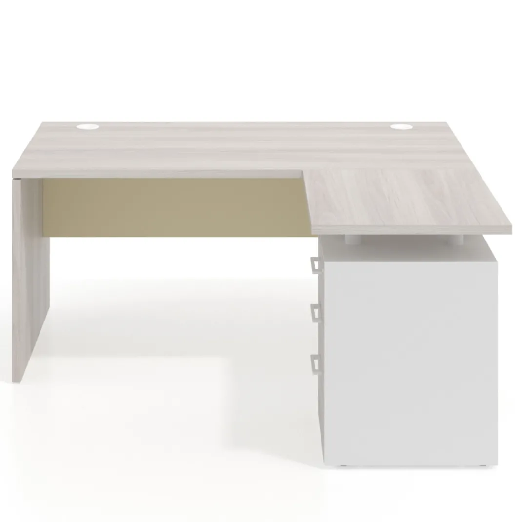Mesa de Oficina con cajones Work Plus, ala corta, fondo 80, frontales melamina estructura california