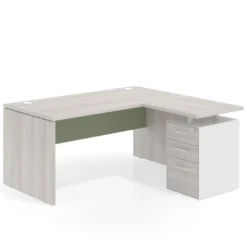 Mesa de Oficina con cajones Work Plus, ala corta, fondo 80, frontales melamina estructura california
