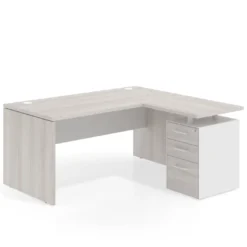 Mesa de Oficina con cajones Work Plus, ala corta, fondo 80, frontales melamina estructura california