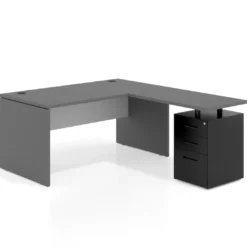Mesa de Oficina con cajones Work Plus fondo 80, frontales de metal diseño bicolor