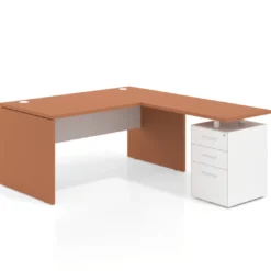 Mesa de Oficina con cajones Work Plus fondo 80, frontales de metal diseño bicolor