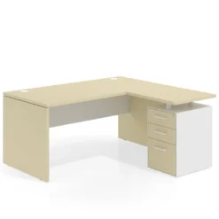Mesa de Oficina con cajones Work Plus, ala corta, fondo 80, frontales melamina diseño bicolor