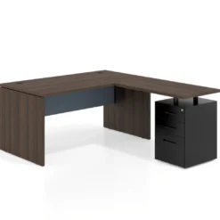 Mesa de Oficina con cajones Work Plus fondo 80, frontales de metal estructura mistral