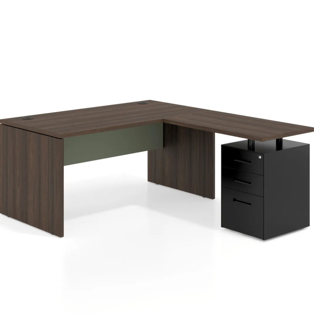 Mesa de Oficina con cajones Work Plus fondo 80, frontales de metal estructura mistral