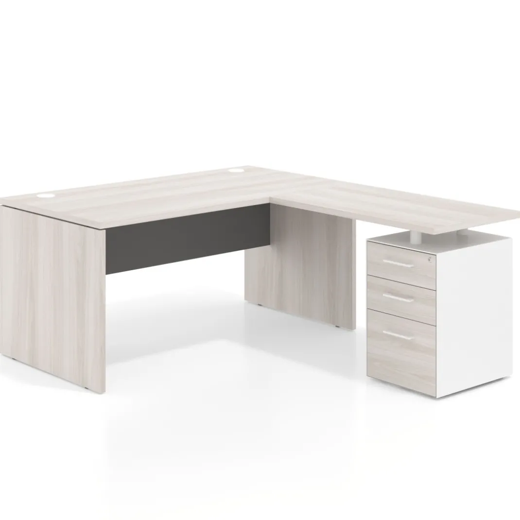 Mesa de Oficina con cajones Work Plus fondo 80, frontales melamina estructura california